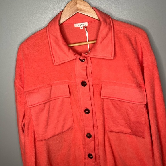 NWT La Miel Sunset Fleece Shacket - Coral - Picture 4 of 9